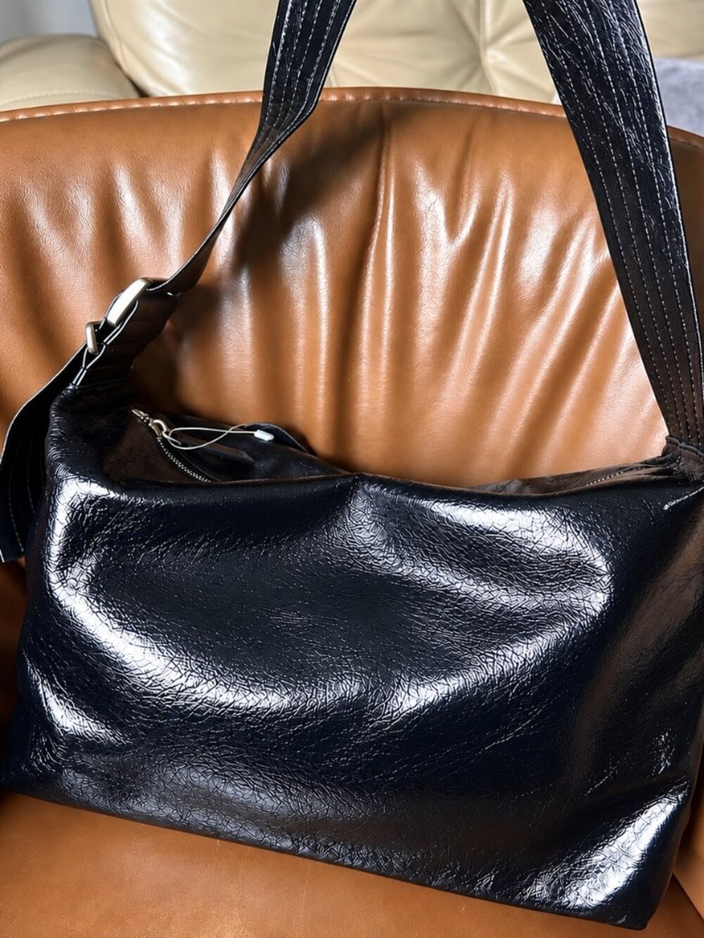 Soft Genuine Leather Hobo Bag, Wide Adjustable Strap, Minimalist Everyday Style